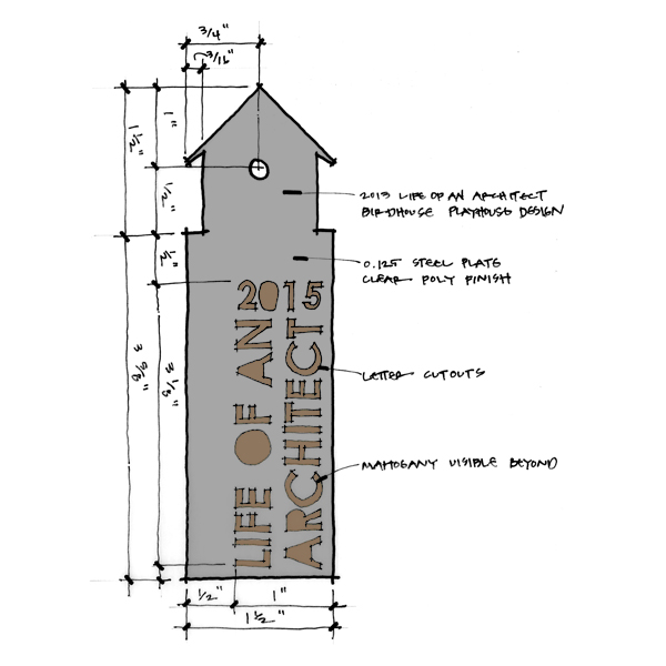 Life of an Architect Playhouse Trophy Concept sketch front elevation