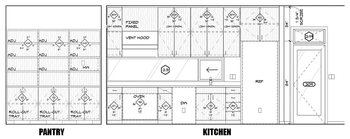 Pantry and Kitchen Elevations drawing