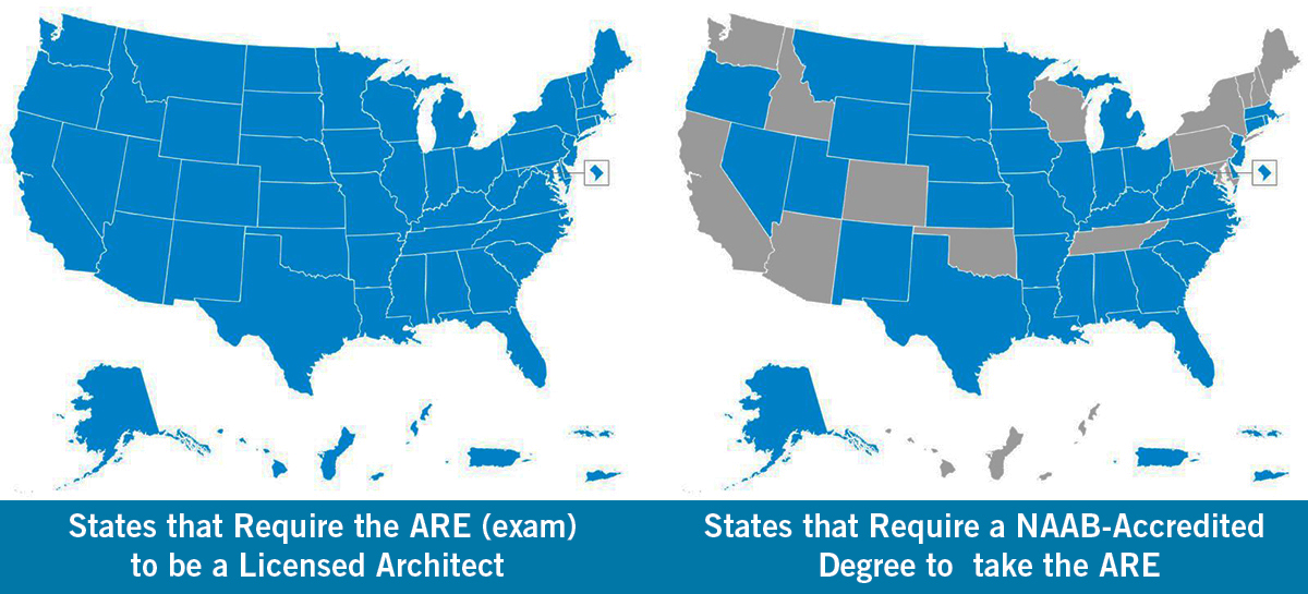 Map Of NAAB Accredited Degree Required For License | Life Of An Architect